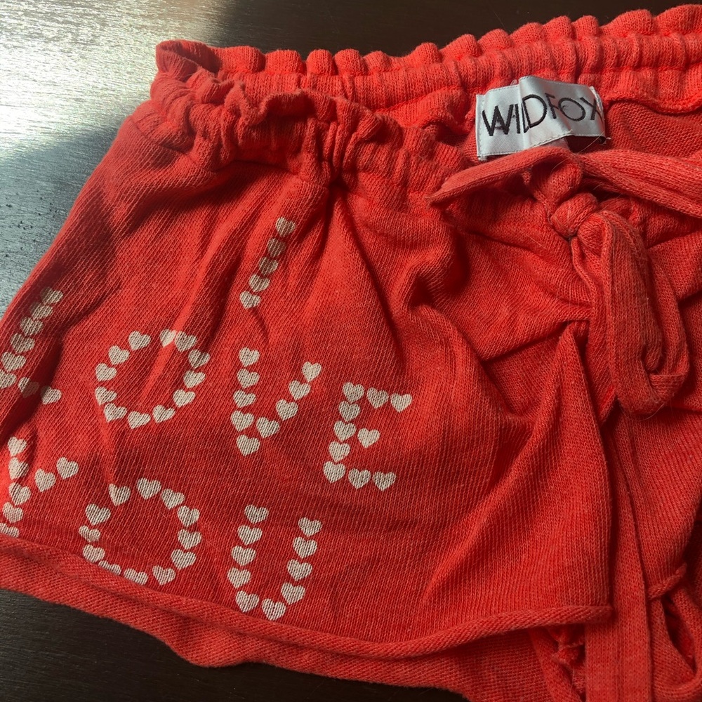 Wildfox “I love you” red shorts